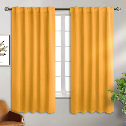 BGment Mustard Yellow Curtains for Bedroom - Thermal Insulated Blackout Room Darkening Curtains with Rod Pocket and Back Tab for Living Room, 2 Window Curtain Panels (42 x 63 Inch)