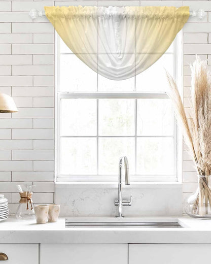 Lemon Yellow White Ombre Waterfall Valance for Windows/Living Room/Bedroom, Modern Abstract Gradient Color Art Sheer Swag Valances Rod Pocket Curtains Kitchen Bathroom Window Treatment 1 Panel