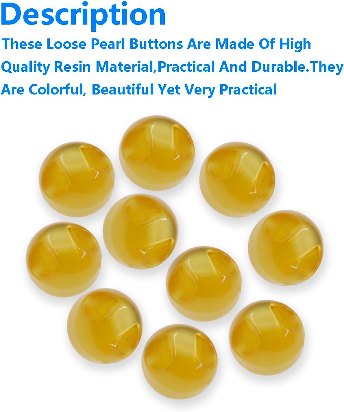 Round Resin Pearl Button,ULIFESTAR Jade Sewing Button Chinese Decor Pearl Button Dia 10mm,10PCS Plastic Resin Sewing Buttons for Wedding Dress,Skirt,Glove,Sweater,Shirt,Hat (Beeswax Yellow)