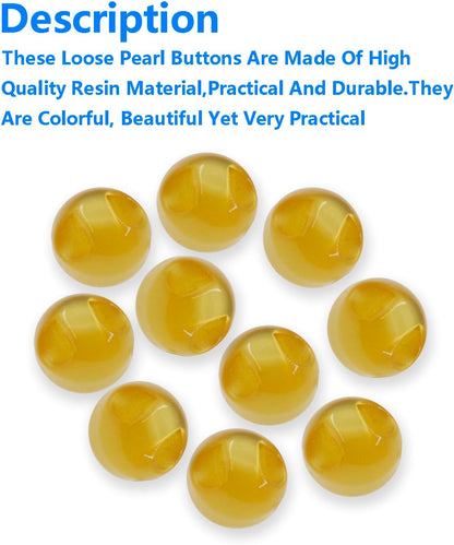 Round Resin Pearl Button,ULIFESTAR Jade Sewing Button Chinese Decor Pearl Button Dia 10mm,10PCS Plastic Resin Sewing Buttons for Wedding Dress,Skirt,Glove,Sweater,Shirt,Hat (Beeswax Yellow)