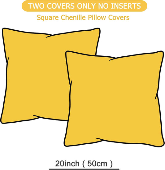 GAWAMAY Decorative Throw Pillow Covers 20x20 Inch Set of 2 for Living Room Couch Bed Sofa, Farmhouse Square Cushion Cover Soft Striped Corduroy Pillow Cases Boho Accent Home Decor (50x50cm) Yellow