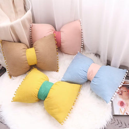 14x20 Decorative Throw Pillow Covers with Pom Poms Bow Velvet Pillow Cases for Room Bed Sofa Couch Yellow x2