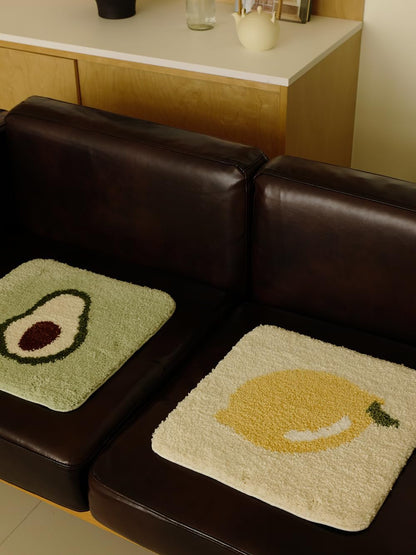 WENSHUO Rounded Square Chair Pad-Orchard Themed Tufted Seat Cushion,15.8" x 15.8" Lemon-Pattern Chair Cushion,Decorative Cushion Made of Microfiber,with a Soft, Warm Touch with TPR Non-Slip Backing