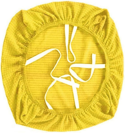 Stretch Chair Seat Covers,Luxurious Corduroy Office Chair Cushion Protector Cover, Washable Elastic Stool Cover for Round and Square Stool Chair Slipcover(Lemon Yellow,S (35-40cm))