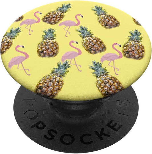 Mobile Phone Pop Up Holder Yellow Pineapple Pink Flamingo PopSockets PopGrip: Swappable Grip for Phones & Tablets