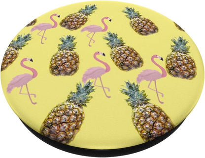 Mobile Phone Pop Up Holder Yellow Pineapple Pink Flamingo PopSockets PopGrip: Swappable Grip for Phones & Tablets