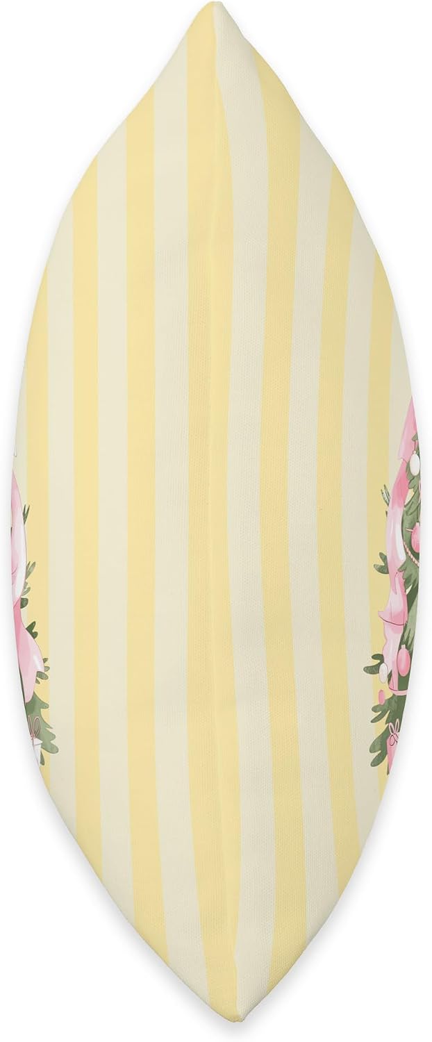 Aesthetic Preppy Christmas Tree Coquette Bow Yellow Striped Throw Pillow