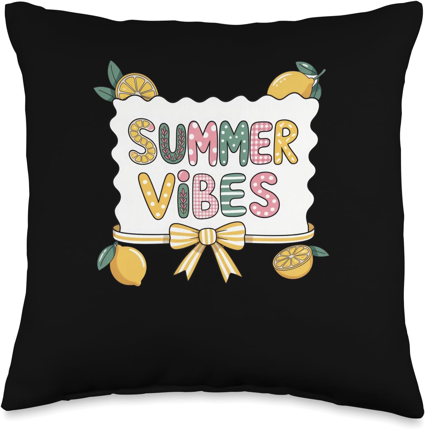 Summer Vibes With Lemons And Sunshine Throw Pillow