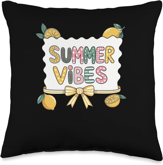 Summer Vibes With Lemons And Sunshine Throw Pillow