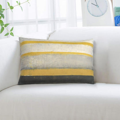 Yellow Grey Throw Pillow Covers Beige Abstract Art Lumbar Pillow Cover 12x20 Inch Set of 2 Painting Striped Pillowcase Decorative Cushion Cases for Couch Sofa