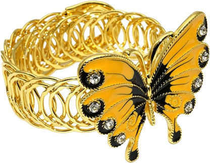 Butterfly Curtain Tiebacks 2 Pack Yellow Enamel & Rhinestone Insect Curtain Holdbacks,No Drill Curtain Ties Auto-Closing,Boho Curtain Tie Backs for Farmhouse Kitchen Living Room Bedroom Decor