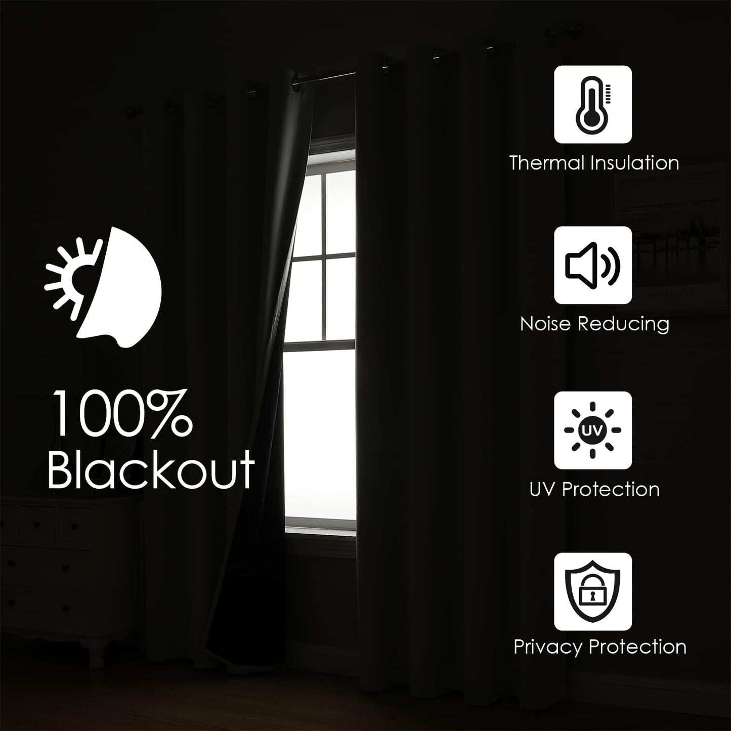 ChrisDowa 100% Blackout Curtains for Bedroom 72 Inches Long 2 Panels Set | 2 Thick Layers Total Light Blocking Thermal Insulated Grommet Window Curtains for Living Room, Mustard Yellow, 52 x 72 Inch