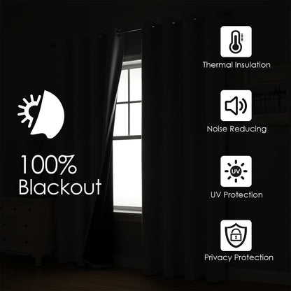 ChrisDowa 100% Blackout Curtains for Bedroom 72 Inches Long 2 Panels Set | 2 Thick Layers Total Light Blocking Thermal Insulated Grommet Window Curtains for Living Room, Mustard Yellow, 52 x 72 Inch