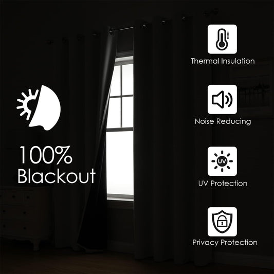 ChrisDowa 100% Blackout Curtains for Bedroom 72 Inches Long 2 Panels Set | 2 Thick Layers Total Light Blocking Thermal Insulated Grommet Window Curtains for Living Room, Mustard Yellow, 52 x 72 Inch