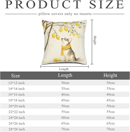 Spring Summer Lemon Pillow Covers Husky Pillowcase 14x14 Inch Throw Pillows Farmhouse Cushion Case for Sofa Couch Set of 2