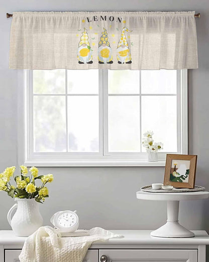 Sheer Valances for Windows Fruit Lemon Summer Gnome Window Valances Rod Pocket Farmhouse Green Leaves Window Treatment Sheer Curtains for Kitchen Living Room Bedroom Bathroom 54x18in