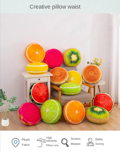 Fruit Pillow Home Sofa Pillow Plush Cushion Shaped Round Cushion Pillow.(13 inches, Yellow - Lemon)