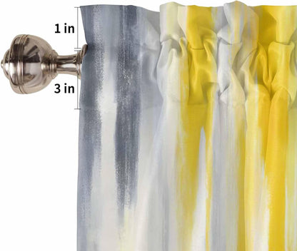 Abstract Valances for Windows/Bedroom/Living Room/Kitchen/Cafe, Retro Country Gray Yellow Semi Small Curtain Drapes Rod Pocket Light Filtering Window Treatment, 54" x 18"