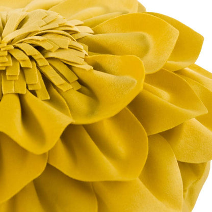 OiseauVoler Decorative Throw Pillow 3D Flower Round Pillow Accent Handmade Cushion with Insert for Couch Bed Home Decor 12 Inch Yellow