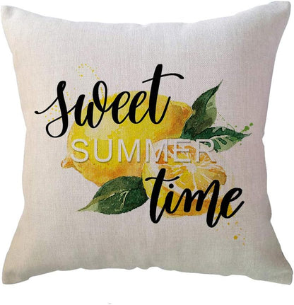 ULOVE LOVE YOURSELF Farm Fresh Lemons Throw Pillow Case Summer Farmhouse Decor Pillow Case Lemon Wreath/Lemon Truck/Lemon Yellow Decorative Cushion Cover 18 x 18 Inch,Set of 4