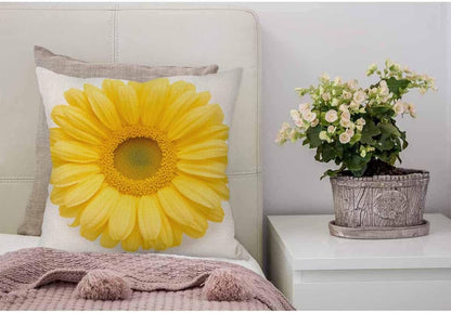 WONDERTIFY Throw Pillow Cover Yellow Flower Sunflower Background - Soft Linen Pillow Case for Decorative Bedroom/Livingroom/Sofa/Farm House - Couch Pillow Cushion Covers 18x18 Inch