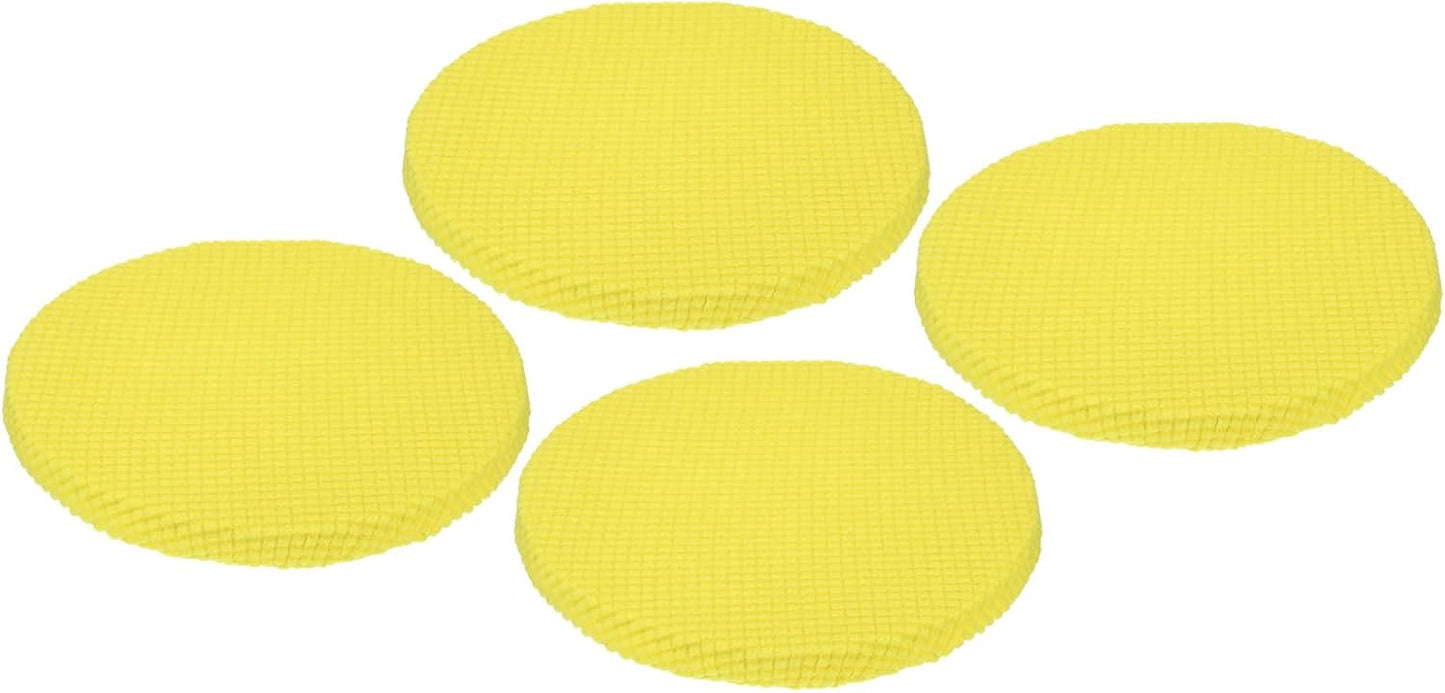 UXcell Round Bar Stool Covers - 4 Pack, Elastic Bands Dia.11-14", "Chair Cushions Slipcovers - Lemon Yellow