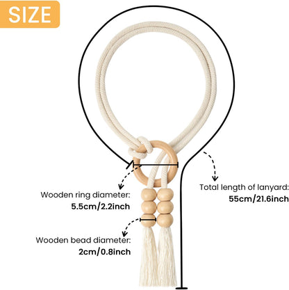 NICEEC 2 Pack Natural Cotton Rope Curtain Tiebacks Boho Style Decorative Drape Tie Backs Elegant Hand Woven Rope Curtain Holdbacks with Wooden Ring for Home & Office Window Drapery (T-Yellow)