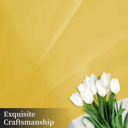 Sheer Curtains 54 Inches Long 2 Panels, Rod Pocket Short Curtain for Kitchen, Bedroom, Cafe Window(Yellow 38" W x 54" L)