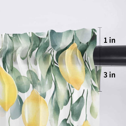Country Sheer Curtain 18 Inch Long Yellow Lemon Fruit Farm Light Filtering Rod Pocket Voile Curtain Valance for Bedroom Kitchen Cafe Window 54" W x 18" L