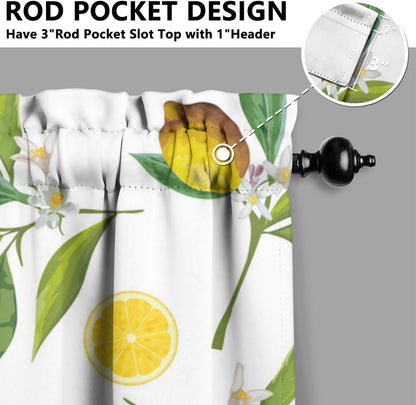 Lemon Curtains, Farmhouse Kitchen Sink Window Valance 3 Piece Set, Living Room Decor 54x36 Inches