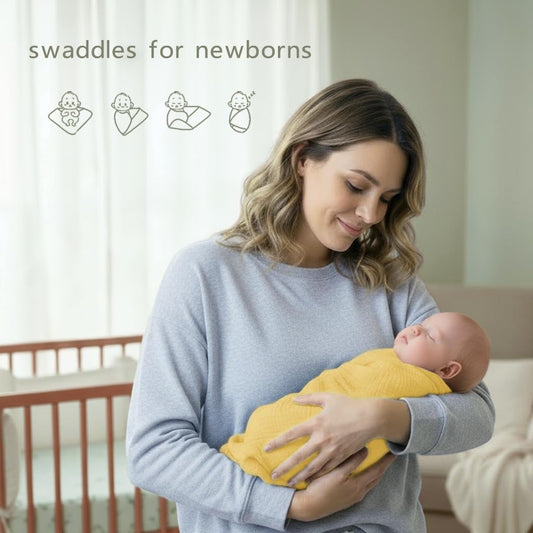 Muslin Swaddle Blankets for Baby Boy - 3 Pack 47x47 Inch Large Receiving Blankets, Soft Breathable Cotton Nursery Swaddles for Newborn, Infant & Todler (Yellow, White, Banana)