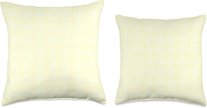 Cute Pastel Light Yellow Check Plaid Gingham Minimal Pattern Throw Pillow
