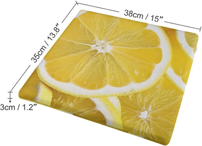 Memory Foam Chair Cushion Pad for Office Desk Dining, Yellow Lemon Floor Sofa Seat Pillow, Thick Large Square Seat Cushions for Yoga, Living Room, 15x15 Inch