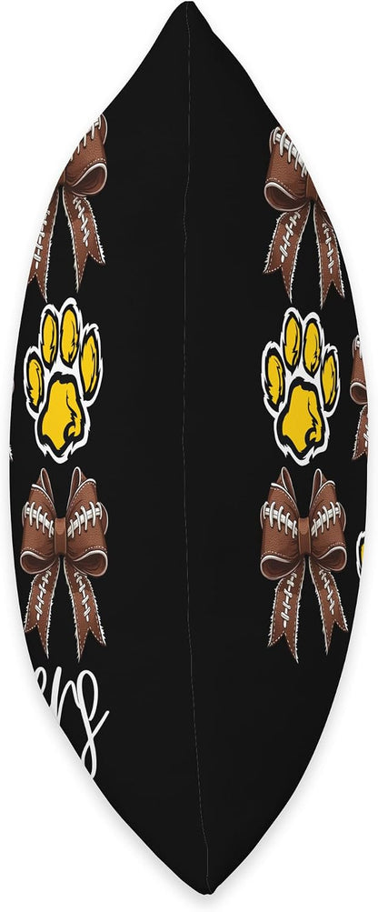 Tigers Football Mom Coquette Bows Game Day Yellow Tigers Throw Pillow