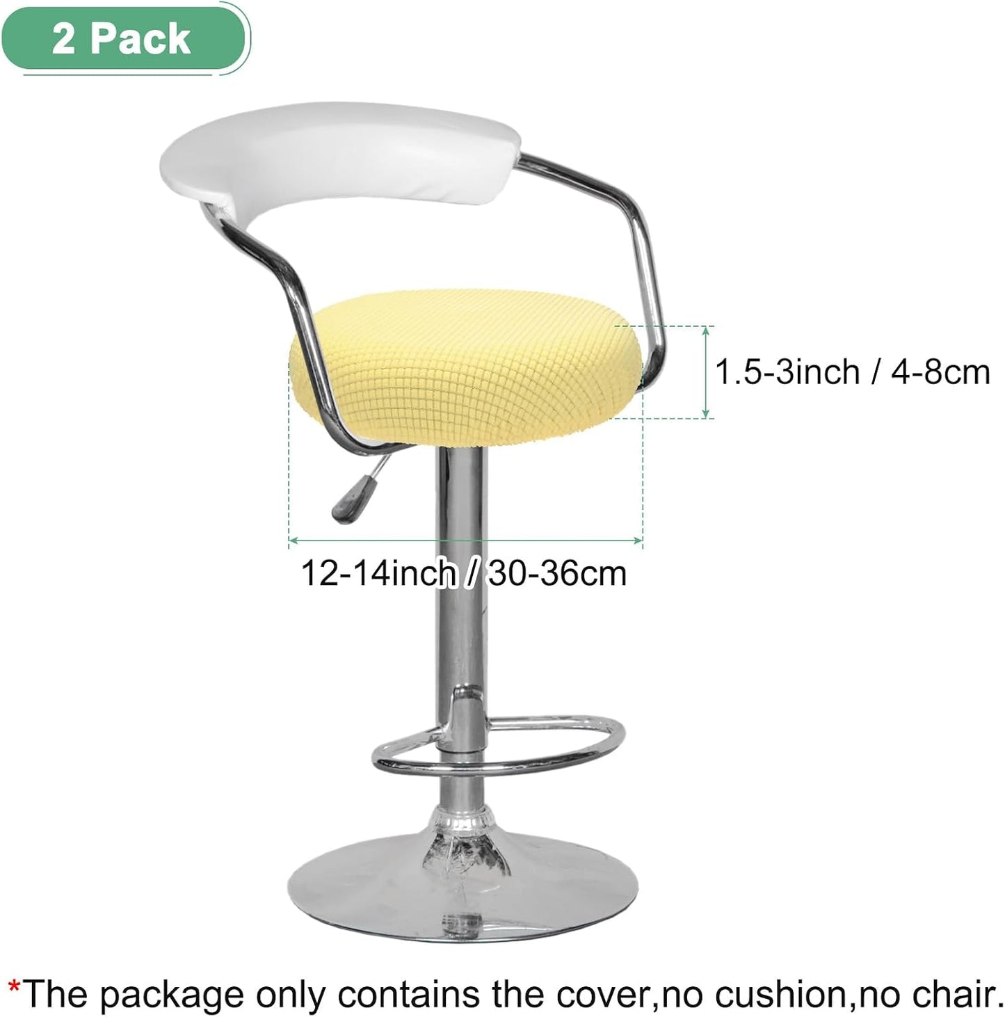 M METERXITY 2-Pack Bar Stool Covers Round, for 12-14 Inch Polyester Corn Grid Seat Covers with Elastic Bands for Bar Stool/Round Cushion [Lemon Yellow]