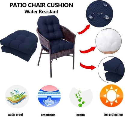 2 Pack Patio Chair Cushion 19x19x3 Inch Indoor & Outdoor Chair Cushions Waterproof Seat Cushion for Patio Furniture Tieless Anti-Slip Tufted Chair Cushion(Bright Yellow)