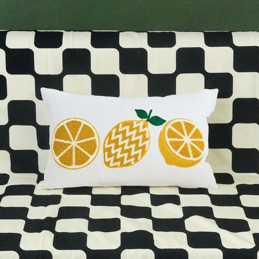 ONWAY Summer Lemon Pillow Covers 12x20 Inch Yellow Emboridery Farmhouse Boho Decorative Lumbar Patio Cushion Case for Sofa Couch Living Room