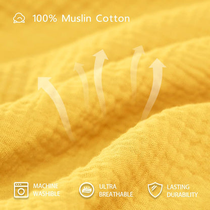 Muslin Swaddle Blankets for Baby Boy - 3 Pack 47x47 Inch Large Receiving Blankets, Soft Breathable Cotton Nursery Swaddles for Newborn, Infant & Todler (Yellow, White, Banana)