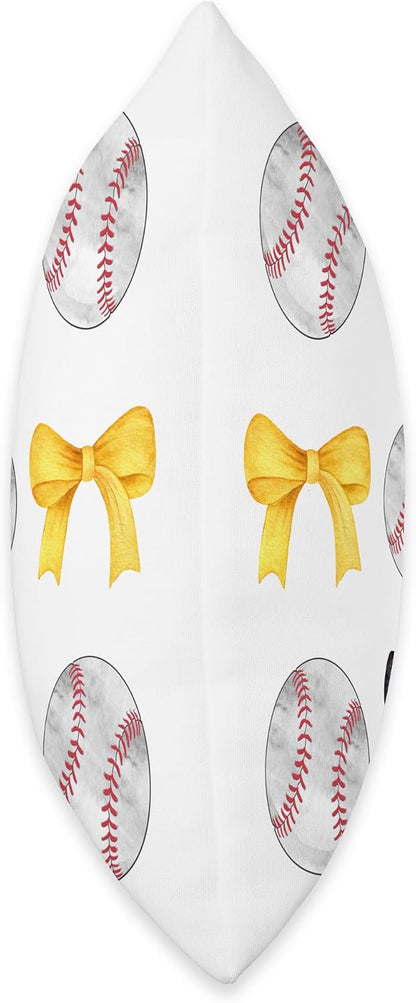 Baseballs Black & Yellow Bows Tee Ball Mom School Pride Gift Throw Pillow