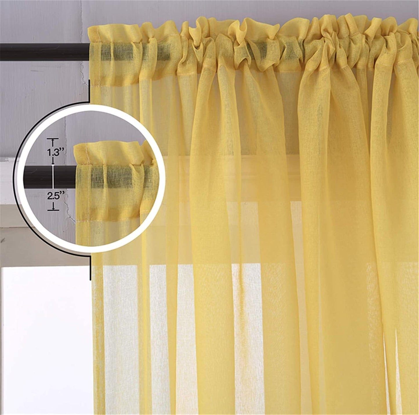 Yancorp Bedroom Curtains 84 inch Length Sheer Curtain Linen Yellow Grey Ombre Rod Pocket Drapes for Girls Living Room Mermaid Bedroom Nursery Kids Window Decor,1 Panel(Yellow Grey, 40"x84")
