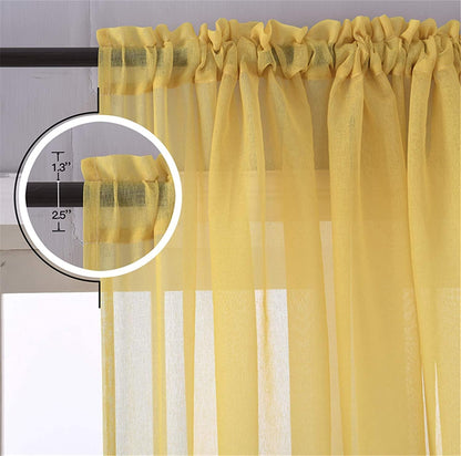 Yancorp Bedroom Curtains 84 inch Length Sheer Curtain Linen Yellow Grey Ombre Rod Pocket Drapes for Girls Living Room Mermaid Bedroom Nursery Kids Window Decor,1 Panel(Yellow Grey, 40"x84")
