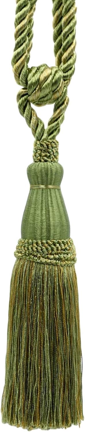 DÉCOPRO Elegant Lustrous Curtain Tassel Tieback, Tassel Length 8 1/2" (21.5cm), Spread 30" (76cm) # TBC085, Lemongrass Green #PR12 (Light Green, Yellow Green, Yellow Gold) Individually Sold