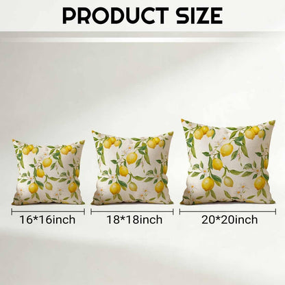 Lemon Cotton Linen Throw Pillow Covers Citrus Fresh Decorative Cushion Cases for Couch, Bed, Sofa & Car 18x18 Inch Yellow