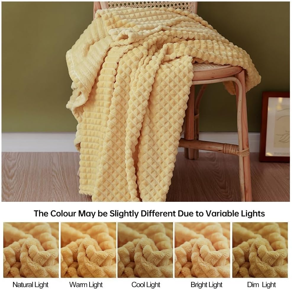 Simple&Opulence Yellow Throw Blanket for Couch-Super Soft Fluffy Blankets for Women 50x70 Inches Cozy Lightweight Fleece Blanket for Home Decor