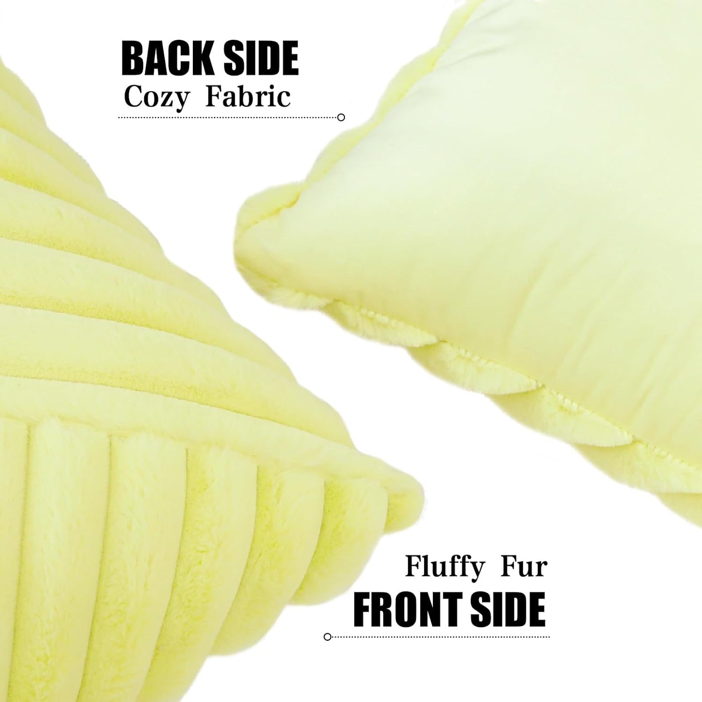 OTOSTAR Faux Fur Plush Throw Pillow Covers 16 x 16 Inch Fuzzy Soft Striped Decorative Velvet Pillow Case Couch Home Decor Pillow Covers for Sofa Bed Living Room Set of 2 (Lemon Yellow)