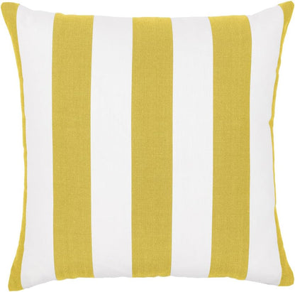 Sherry Kline Cabana Stripe Outdoor Throw Pillow Set of 2, 18x18 Inch Knife Edge Reversible Decorative Cushions, Indoor Outdoor Patio Accent Pillows, Made in USA - Yellow/White