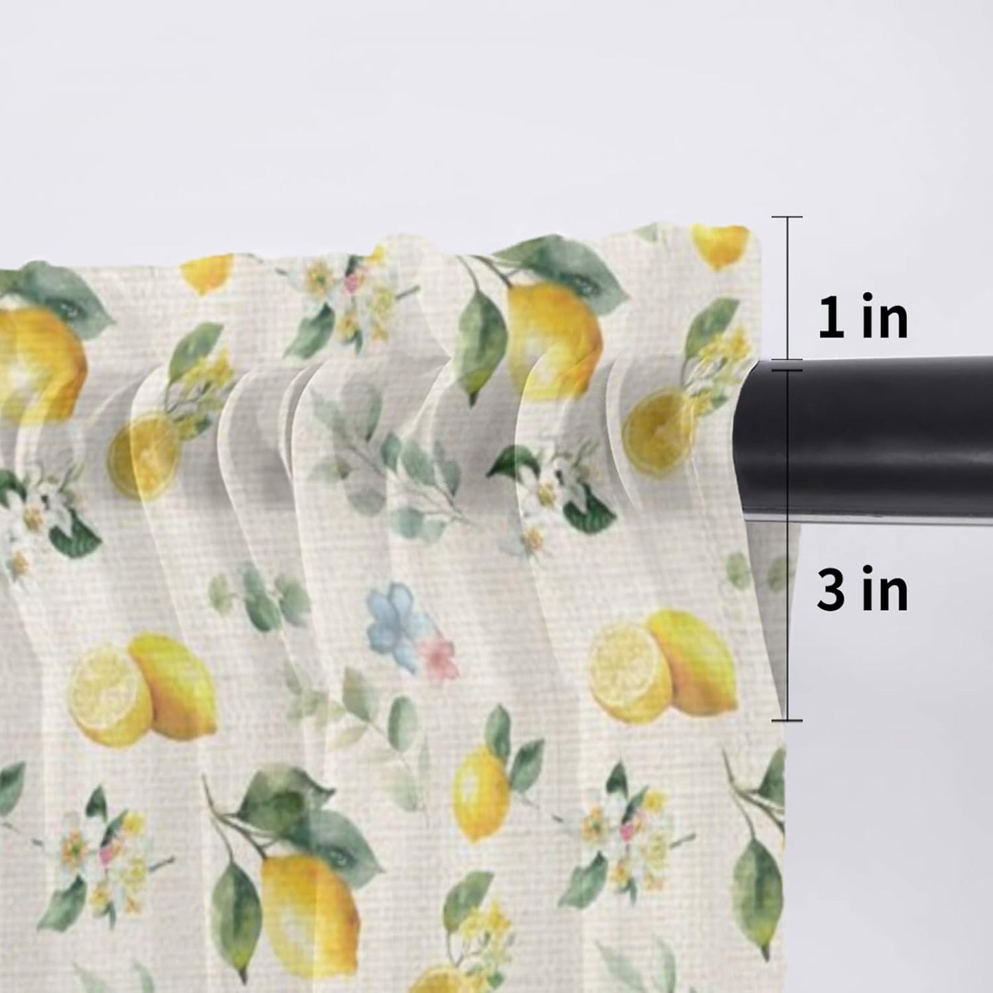 Summer Lemon Sheer Curtains Valances for Windows Pastoral Leaves Fruits Country Plants Pink Chiffon Kitchen Valances for Cafe, Voile Window Treatments Curtains for Living Room Bedroom, 54"x18"