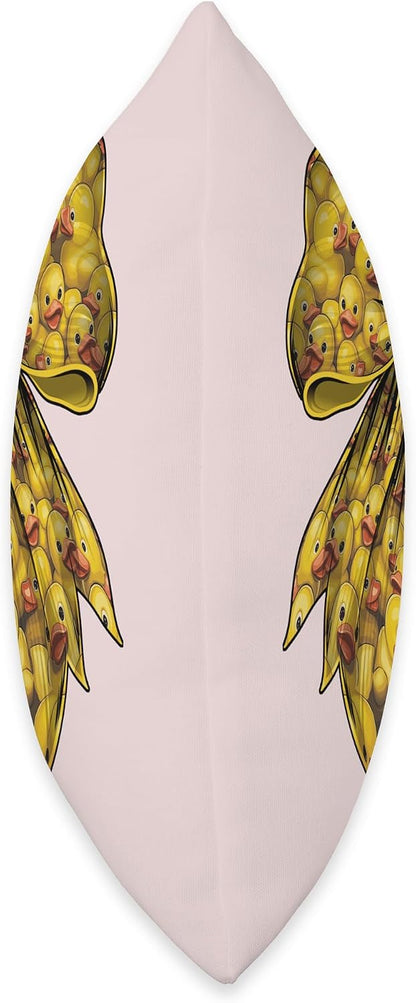 Coquette Bow Cute Yellow Rubber Duck Duck Lover Pattern Throw Pillow