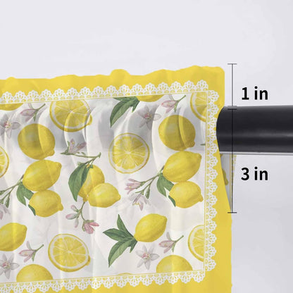 Yellow Summer Lemon Valance Curtains for Kitchen/Living Room/Bathroom/Bedroom Window, Summer Botanical Watercolor Rod Pocket Small Topper Half Short Window Curtains Voile Sheer Scarf, 54"x18"