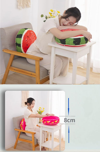 Fruit Pillow Creative Home Sofa Tatami Pillow Watermelon Futon Shaped Round Cushion Pillow(Lemon,35cm)